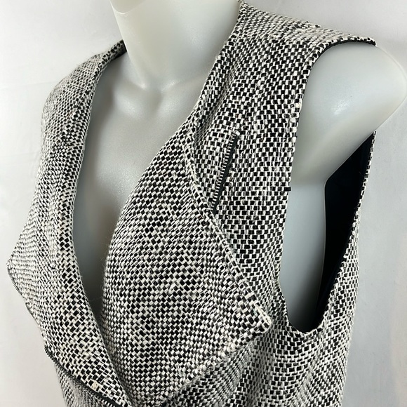 Wes Gordon Tweed Asymmetrical Zip Up Black and White Cotton Silk‎ Vest Size 8 - Picture 5 of 16